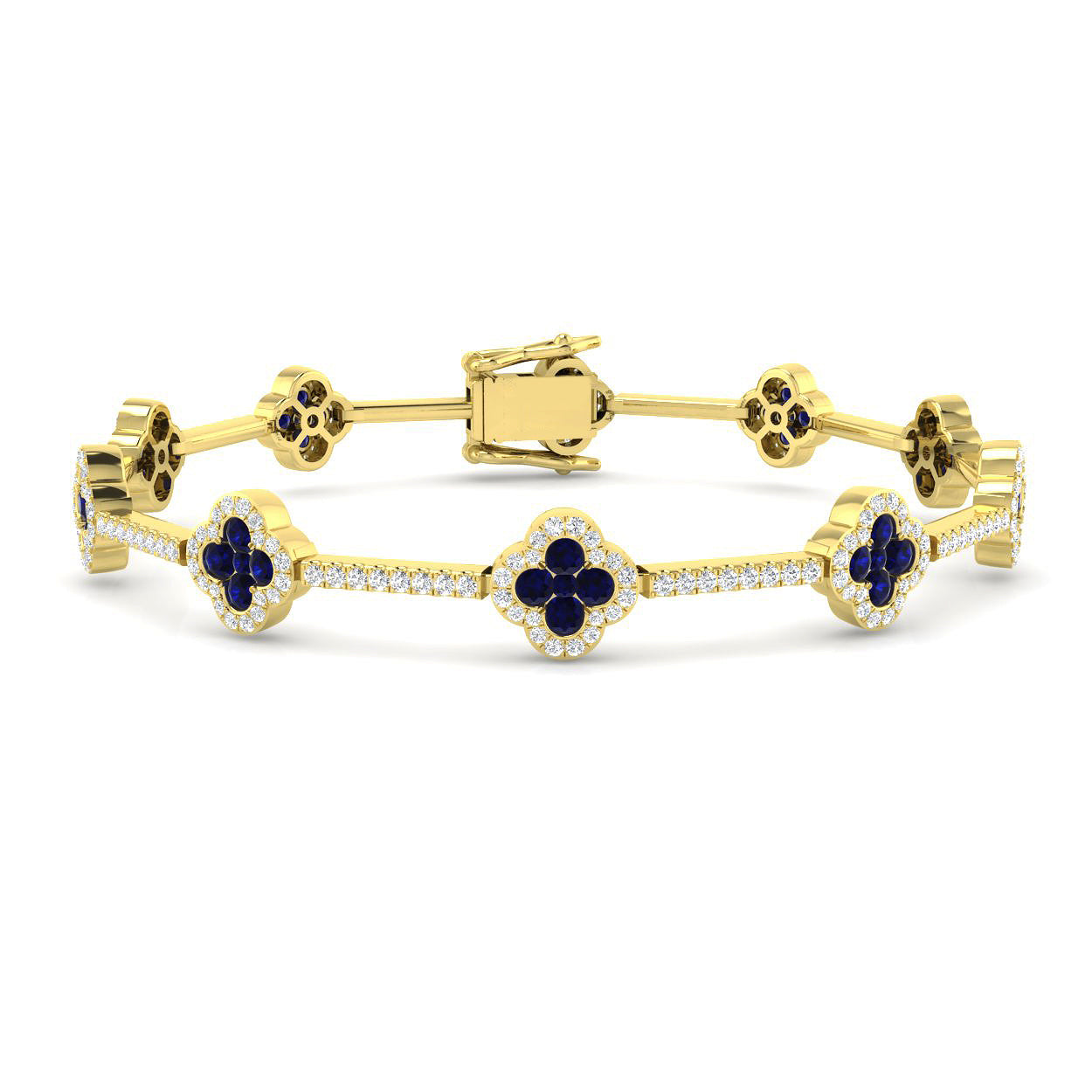 18ct Yellow Gold 3.19ct Blue Sapphire Bracelet