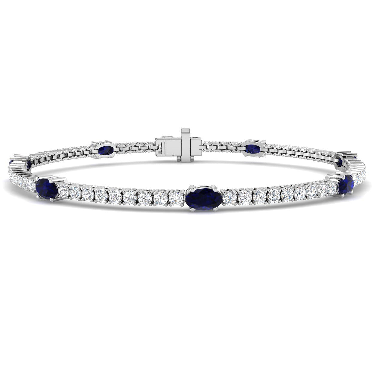 18ct White Gold 3.48ct Blue Sapphire Bracelet