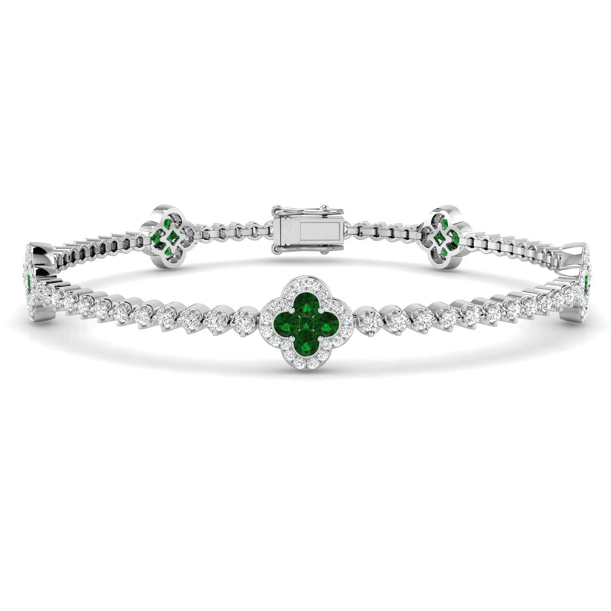 18ct White Gold 2.38ct Emerald Bracelet