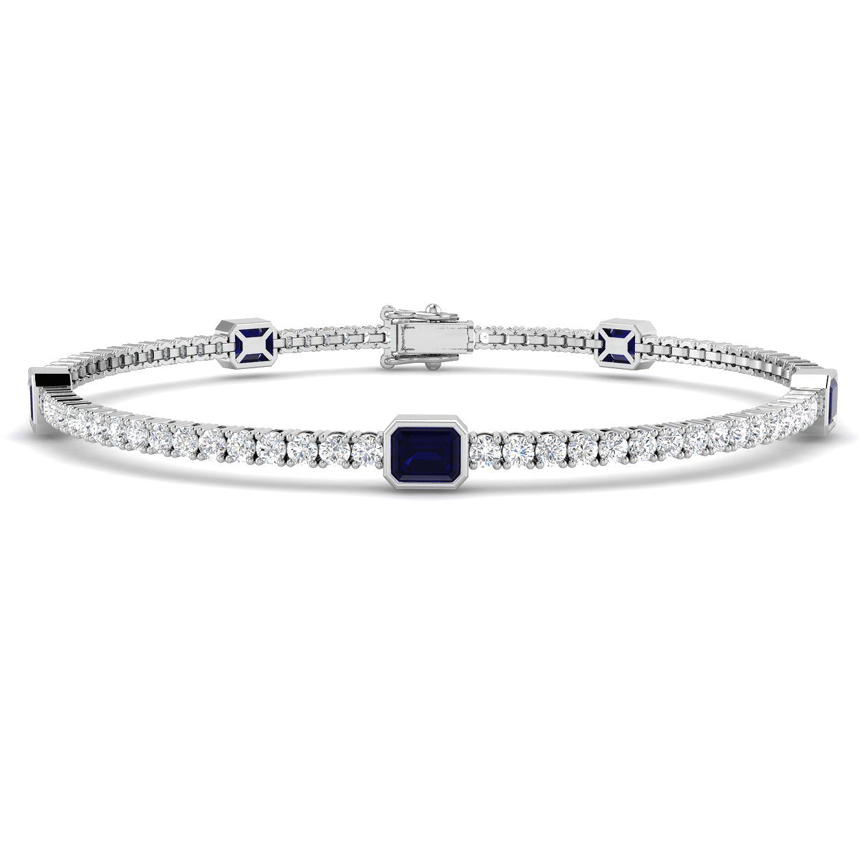 18ct White Gold 5.17ct Blue Sapphire Bracelet