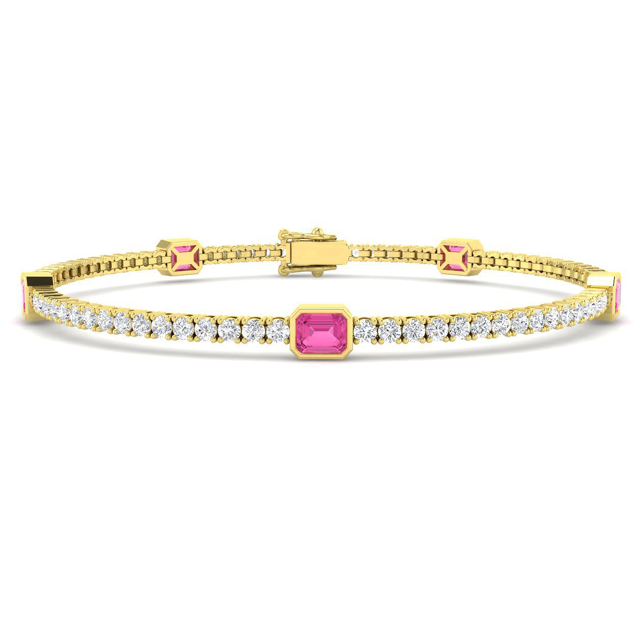 18ct Yellow Gold 5.24ct Pink Sapphire Bracelet