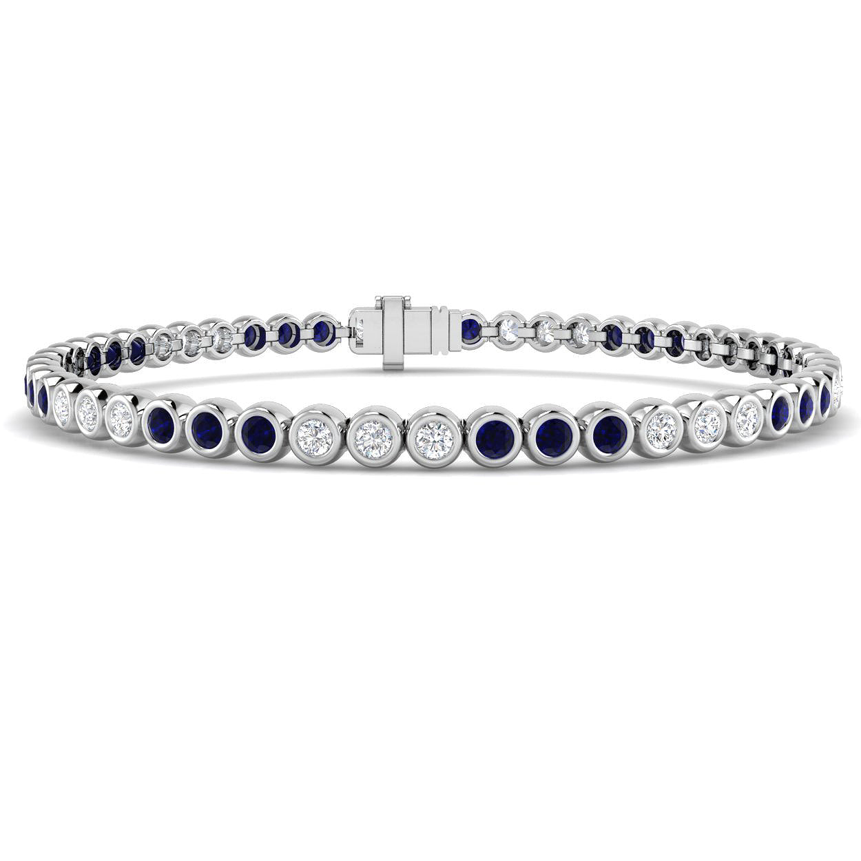 18ct White Gold 2.55ct Blue Sapphire Bracelet
