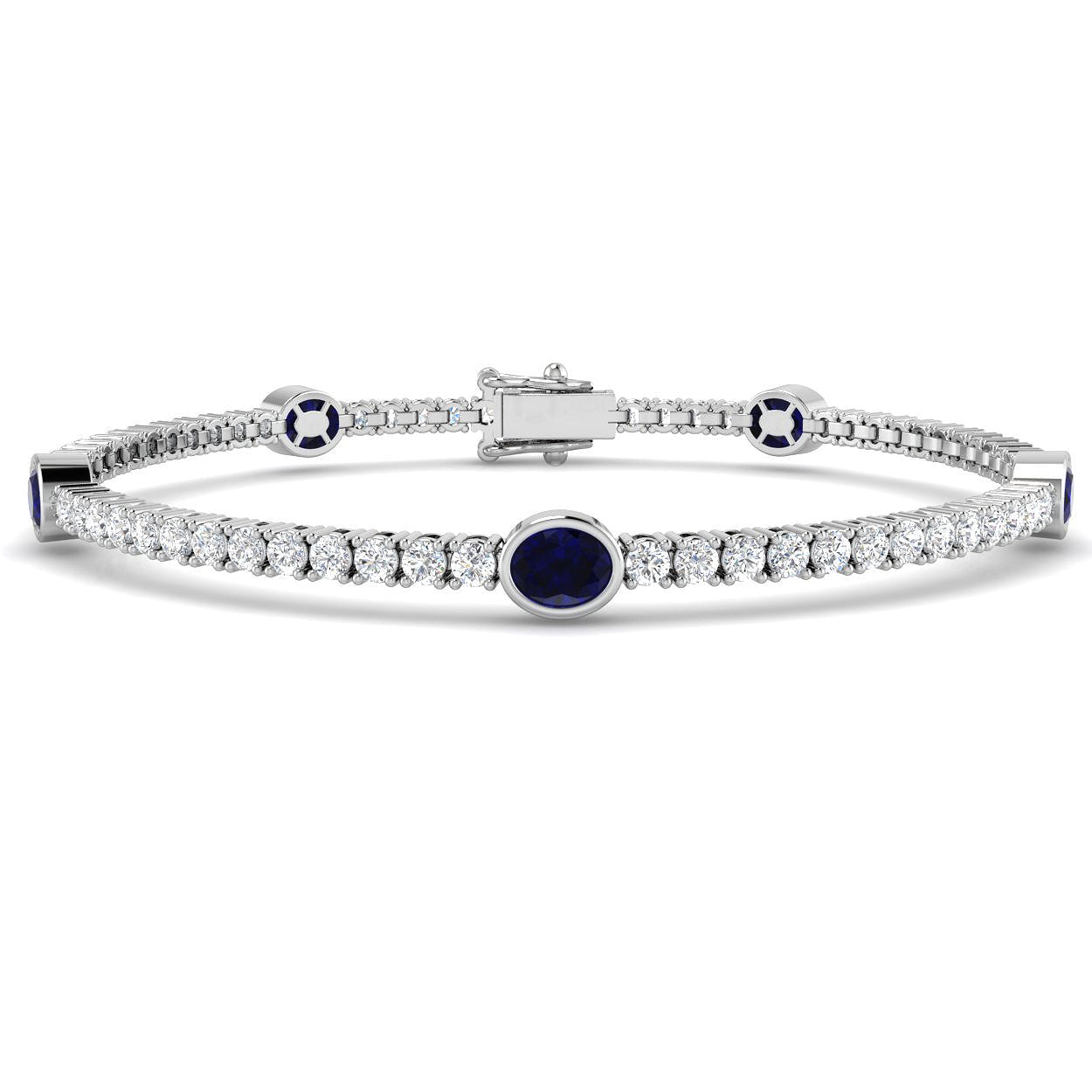 18ct White Gold 4.51ct Blue Sapphire Bracelet