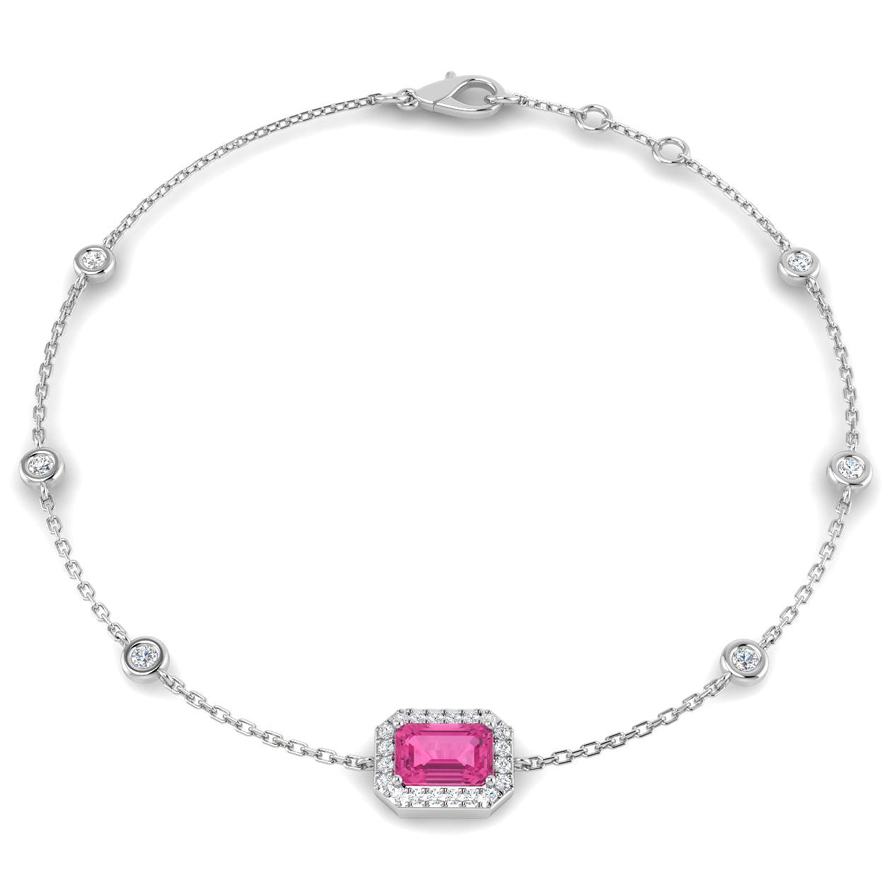 18ct White Gold 1.03ct Pink Sapphire Bracelet