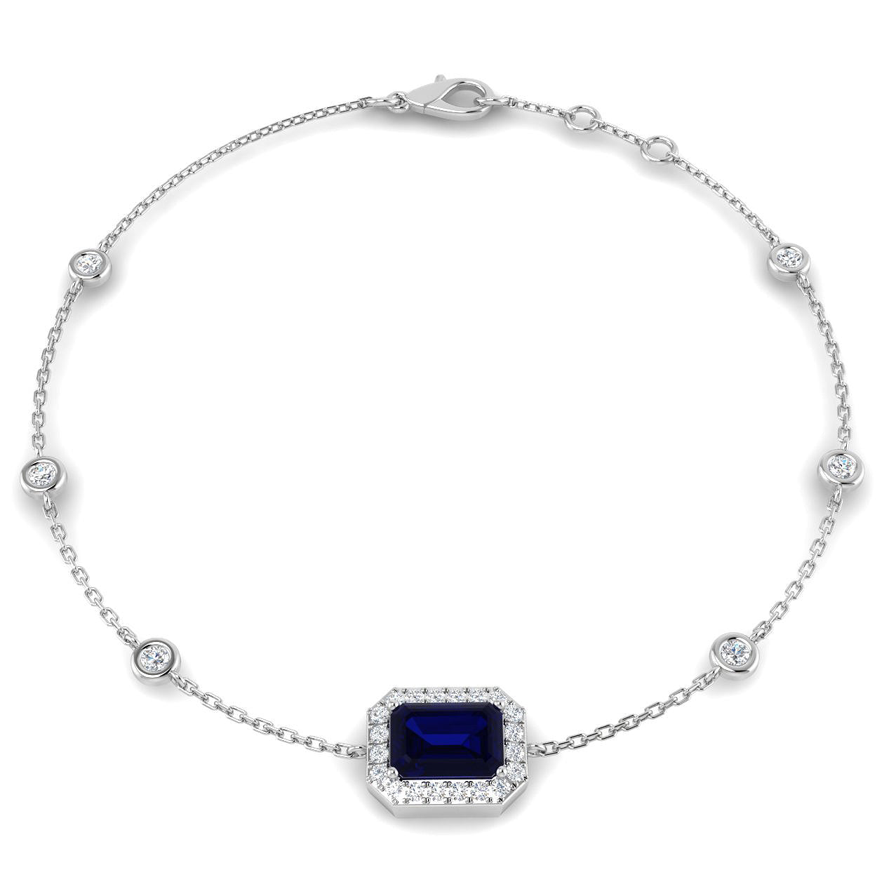 18ct White Gold 1.45ct Blue Sapphire Bracelet