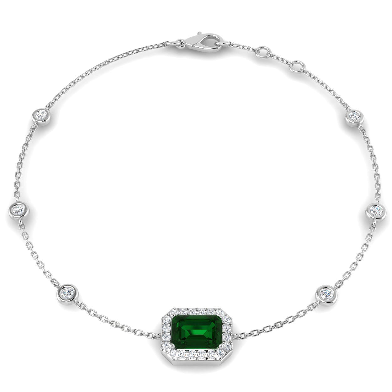 18ct White Gold 1.36ct Emerald Bracelet