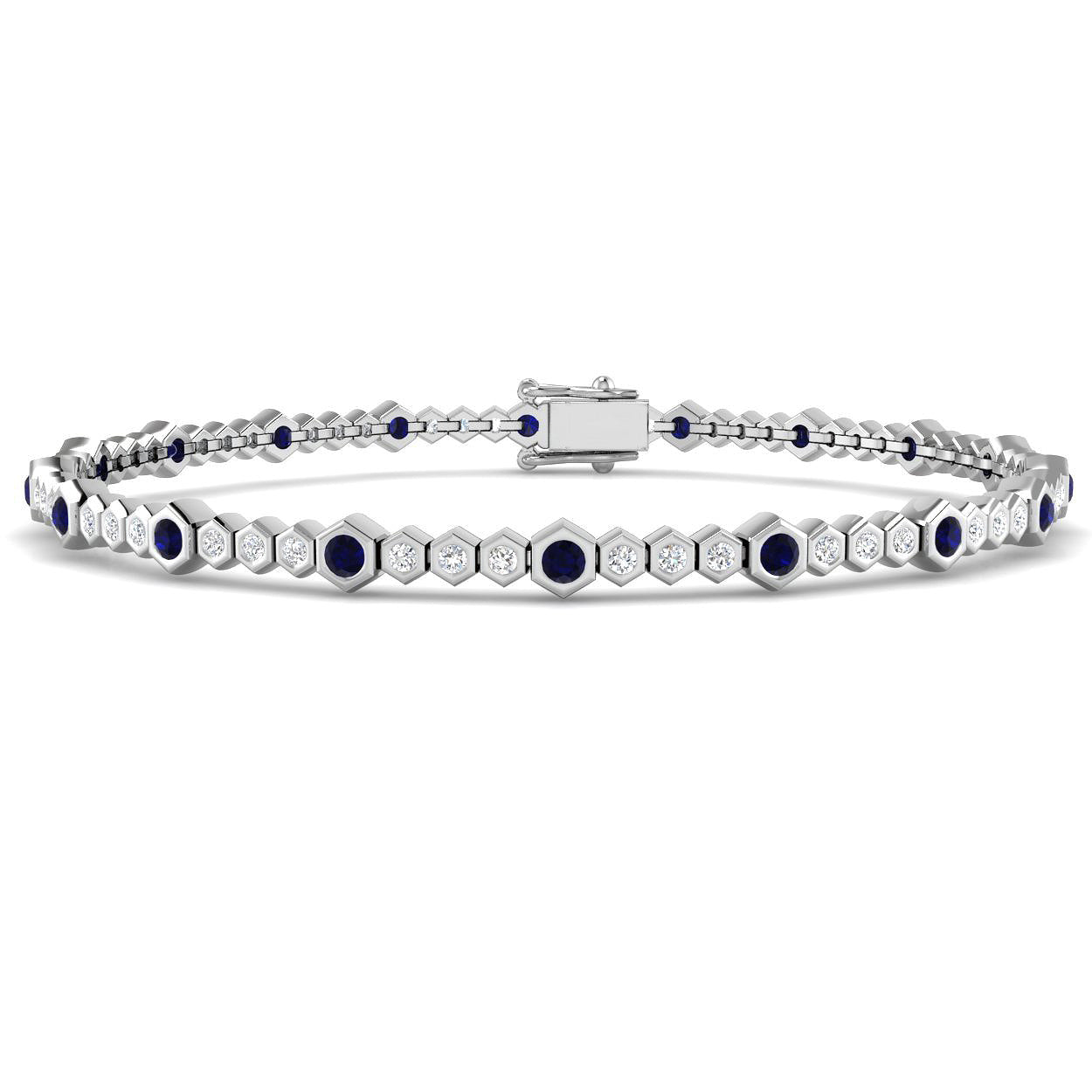 18ct White Gold 1.73ct Blue Sapphire Bracelet
