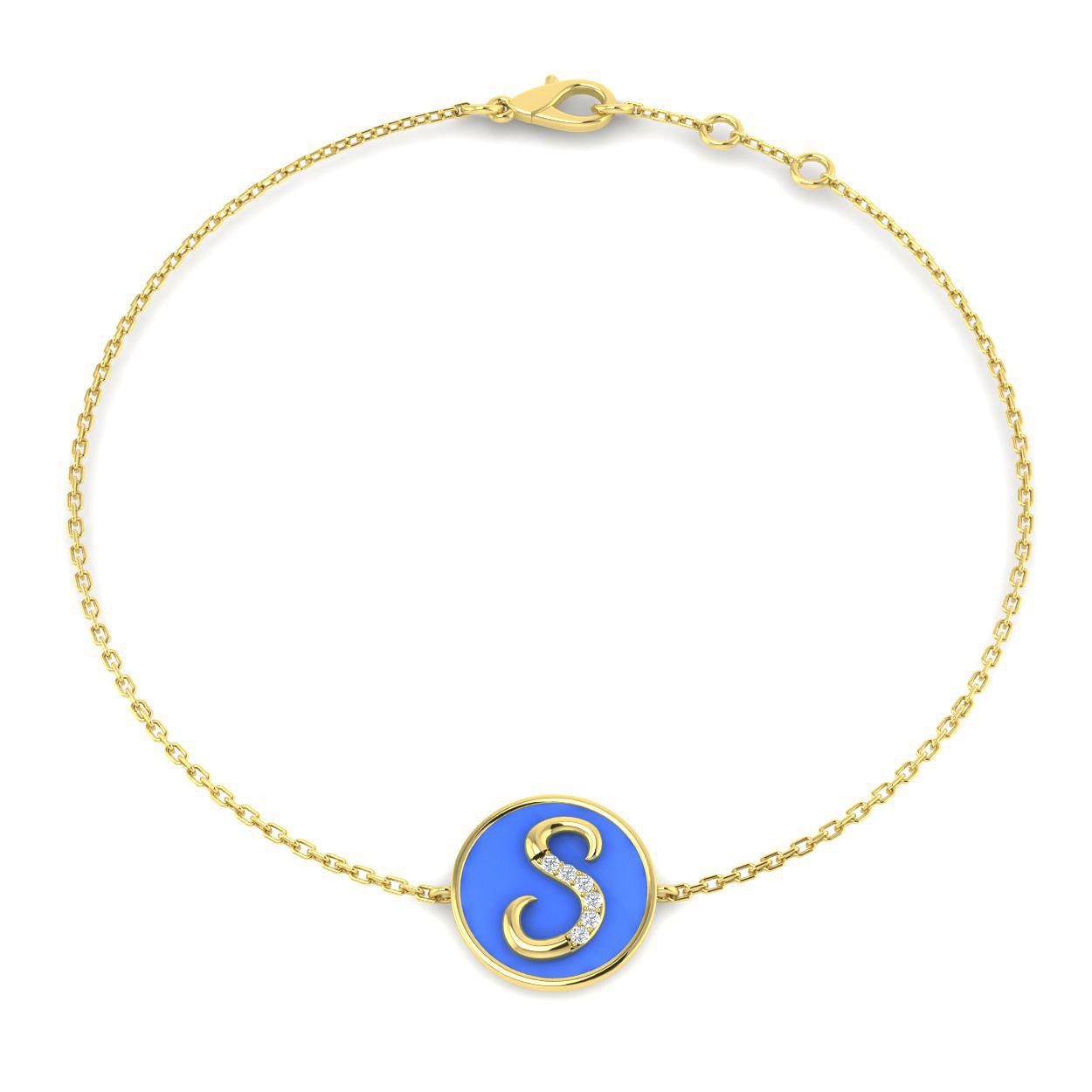 9ct Yellow Gold 0.14ct Enamel Bracelet
