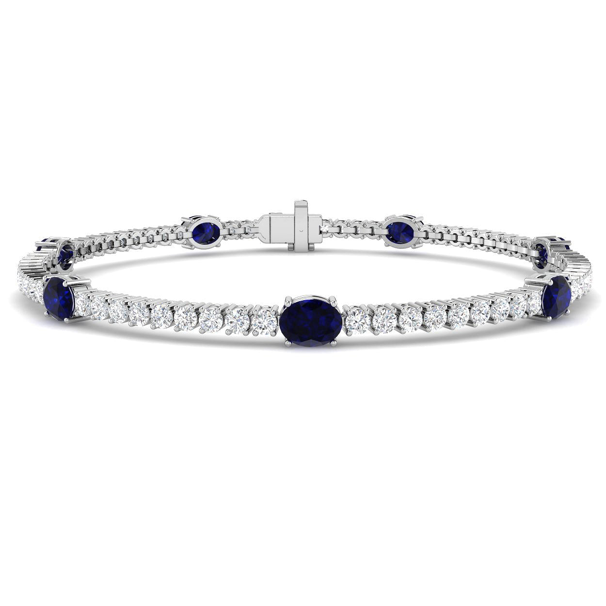 18ct White Gold 6.86ct Blue Sapphire Bracelet