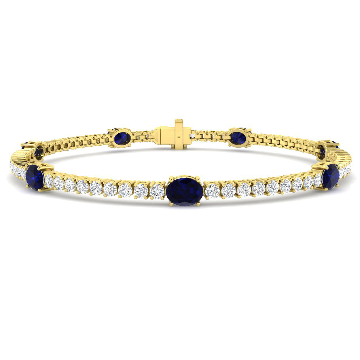 18ct Yellow Gold 7.80ct Blue Sapphire Bracelet