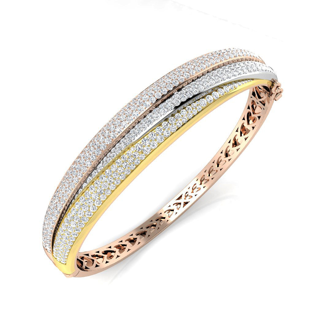 18ct Three-Tone Gold 4.50ct G SI2 Diamond Bangle