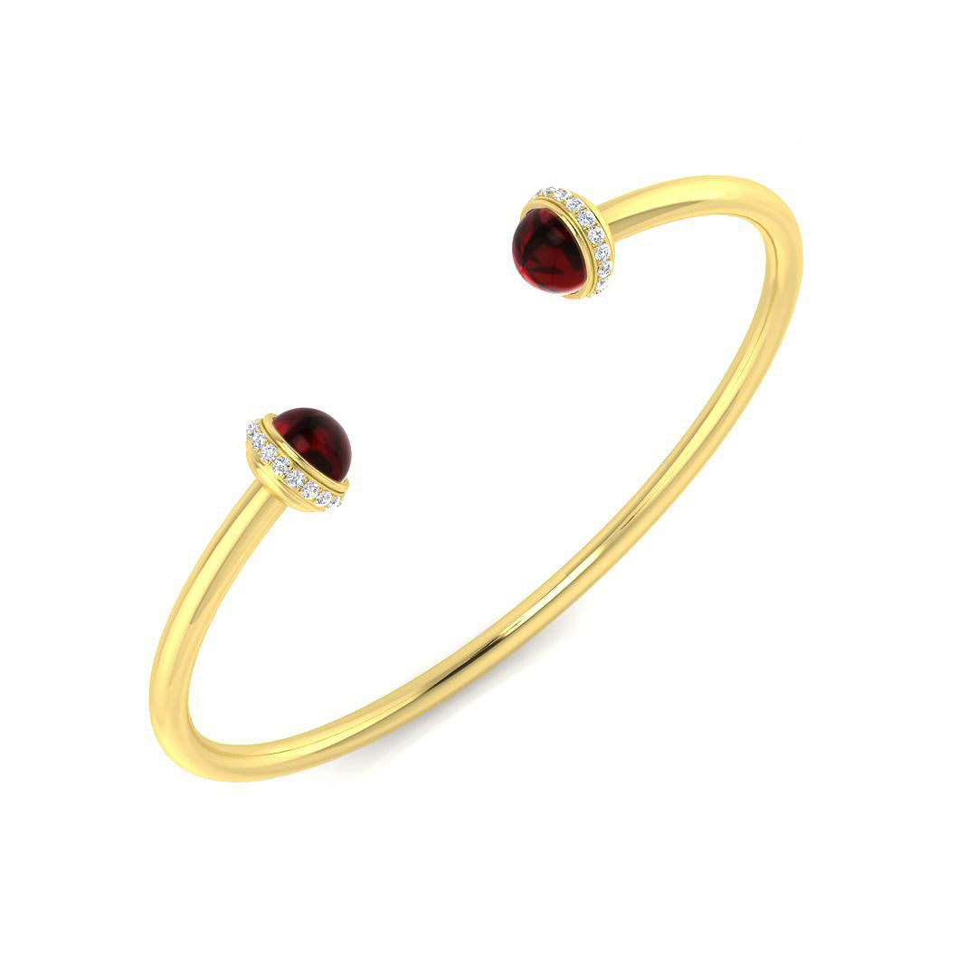 9ct Yellow Gold 2.78ct Synthetic Red Bangle
