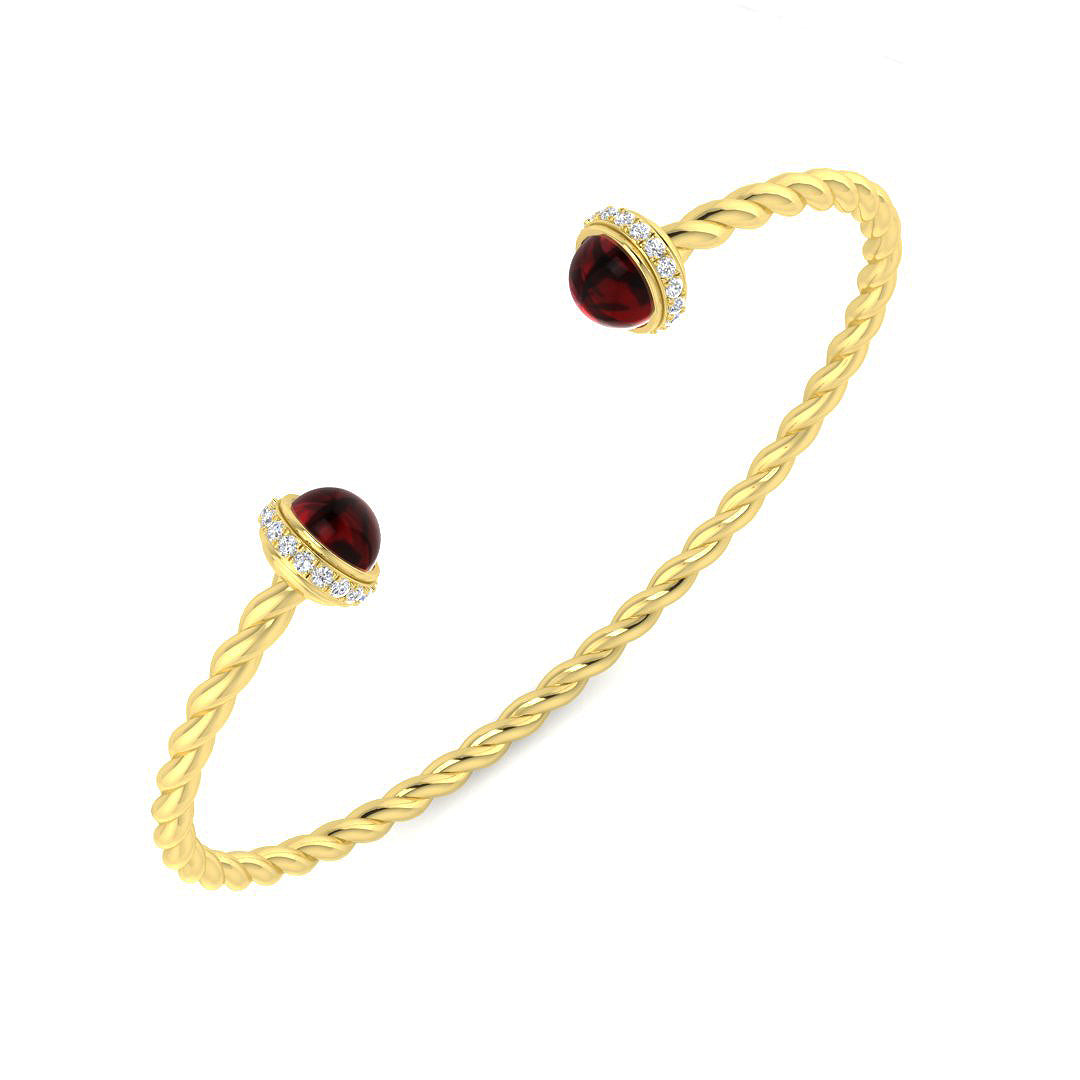 9ct Yellow Gold 2.33ct Garnet Bangle