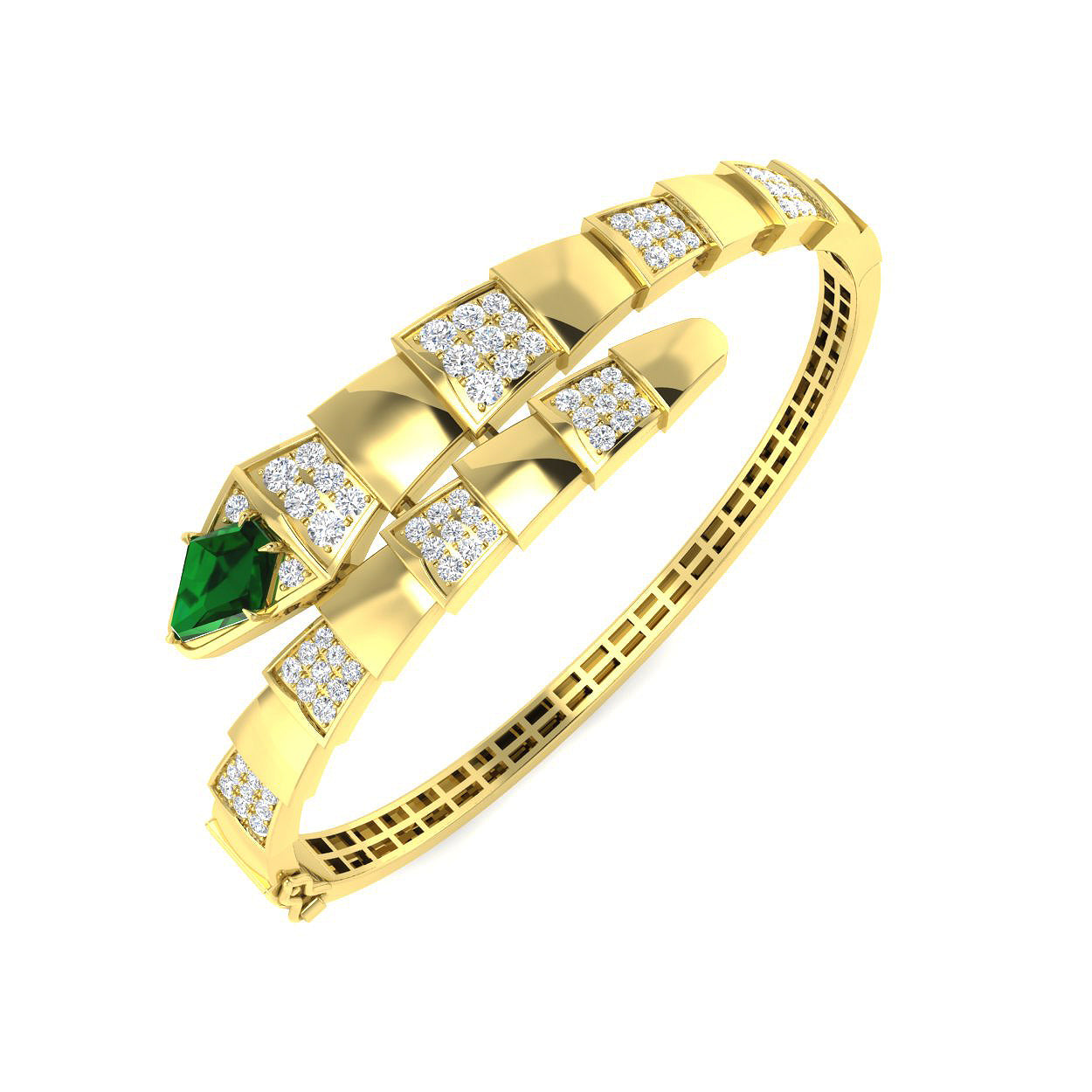 18ct Yellow Gold 2.52ct Emerald Bangle