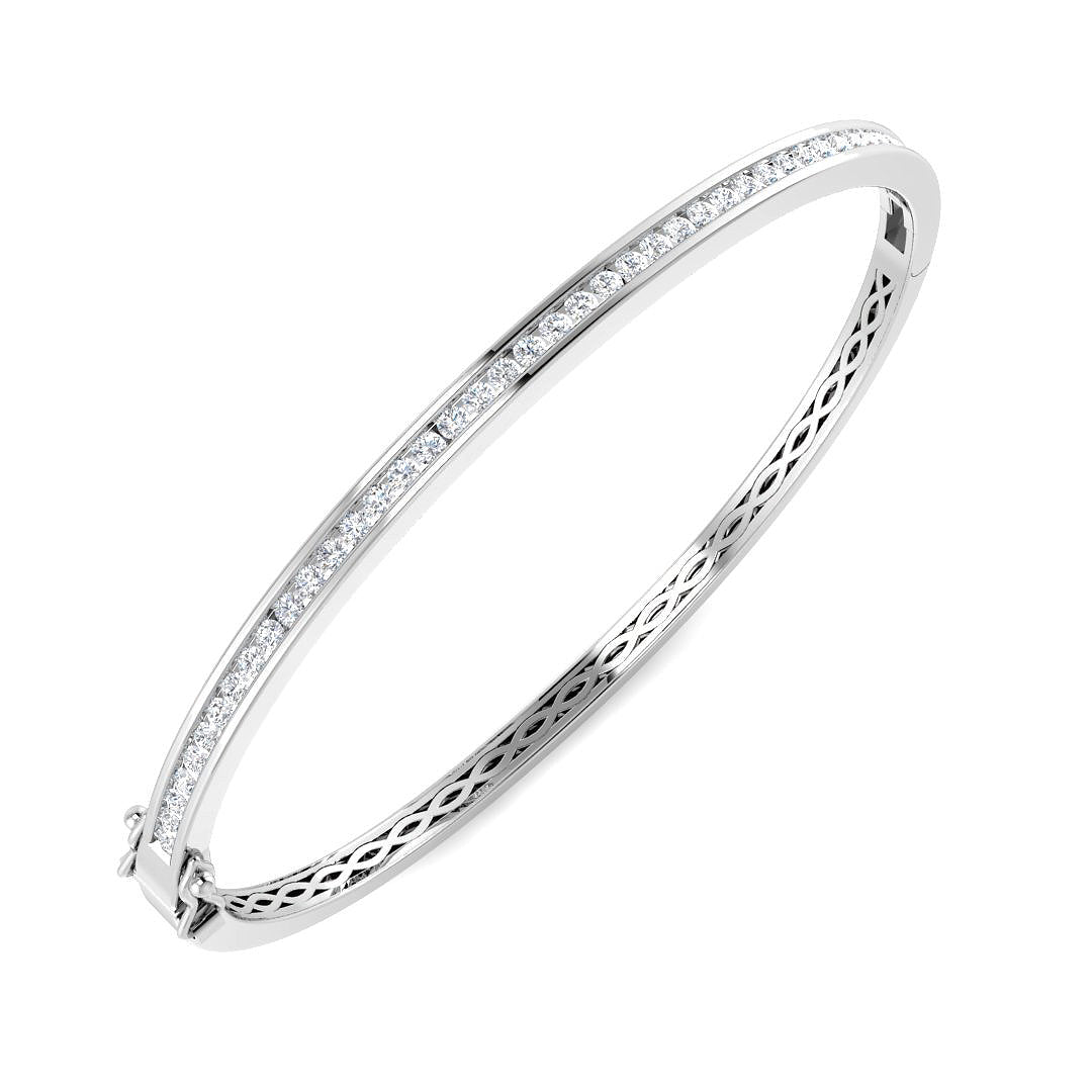 9ct White Gold 1.00ct Laboratory Grown CVD Bangle