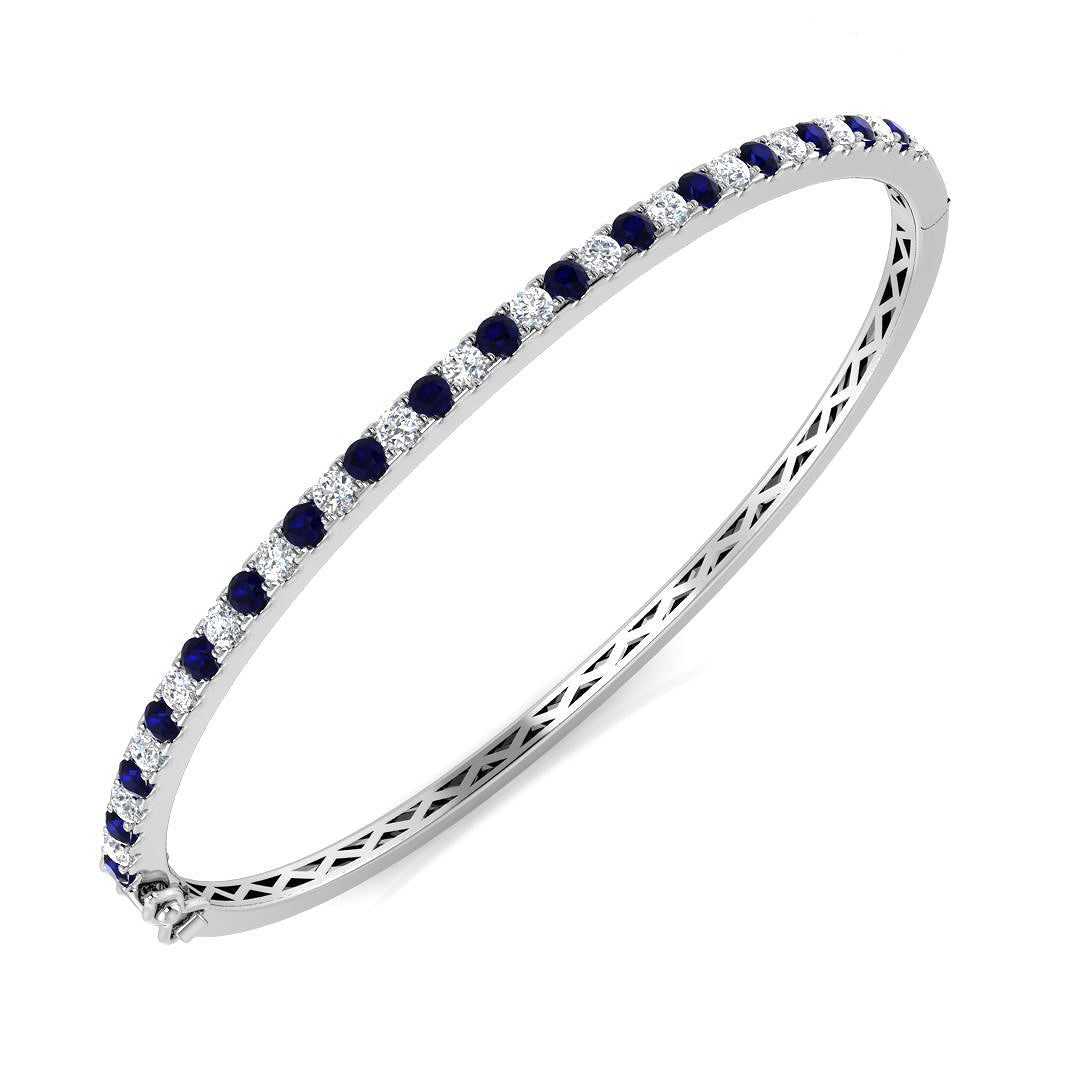18ct White Gold 1.70ct Blue Sapphire Bangle
