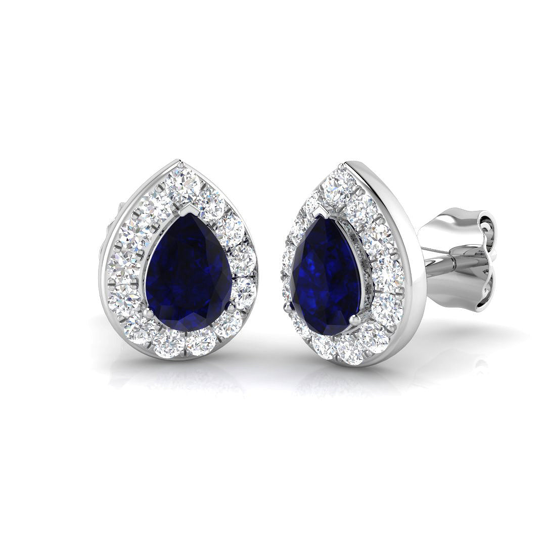 18ct White Gold 1.13ct Blue Sapphire Earrings