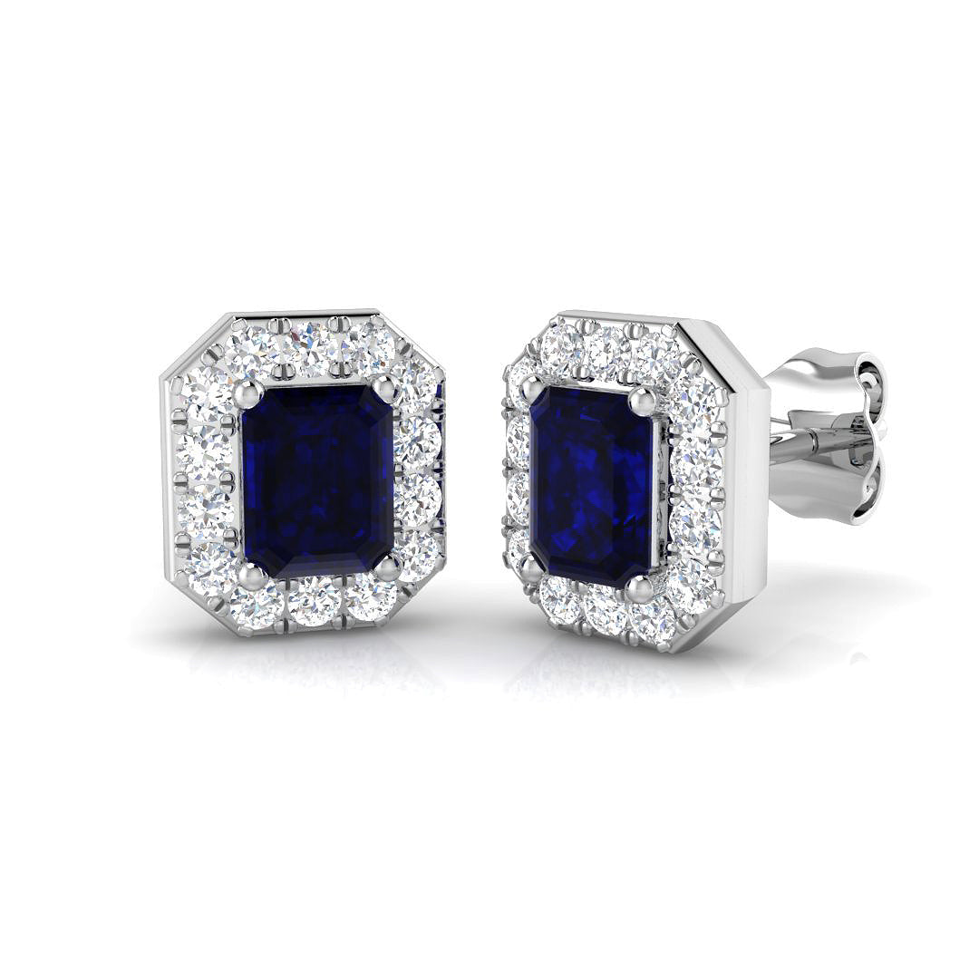 18ct White Gold 1.55ct Blue Sapphire Earrings