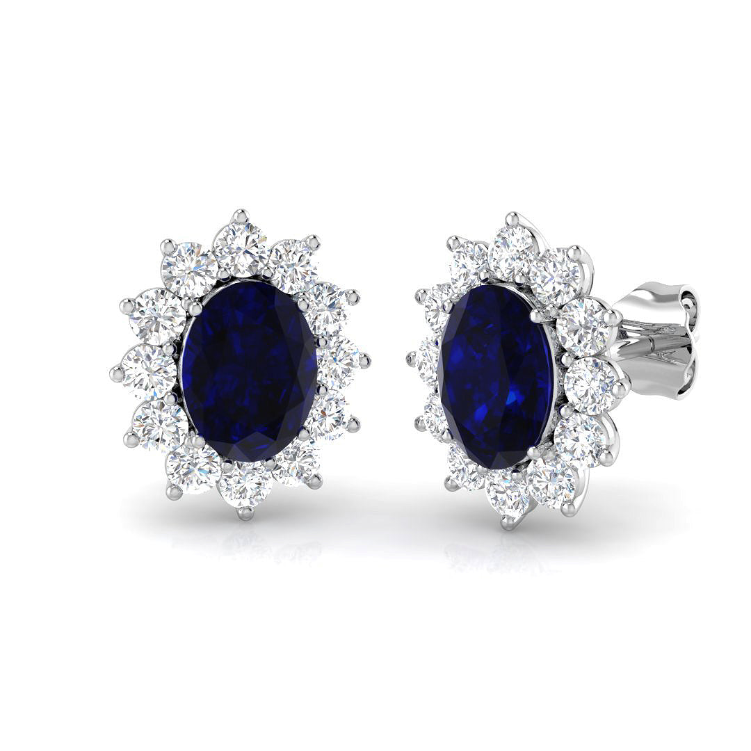 18ct White Gold 3.18ct Blue Sapphire Earrings