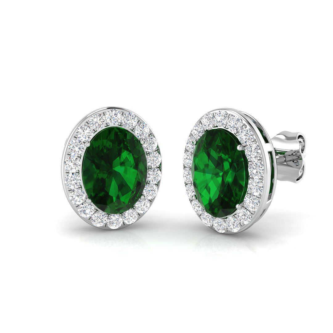 18ct White Gold 2.82ct Emerald Earrings