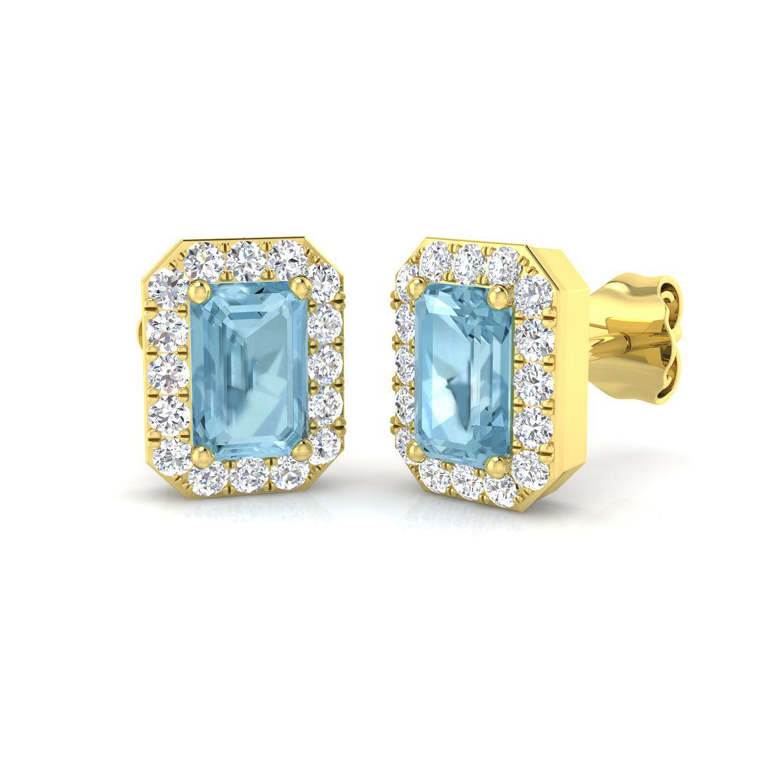 9ct Yellow Gold 1.52ct Aquamarine Earrings