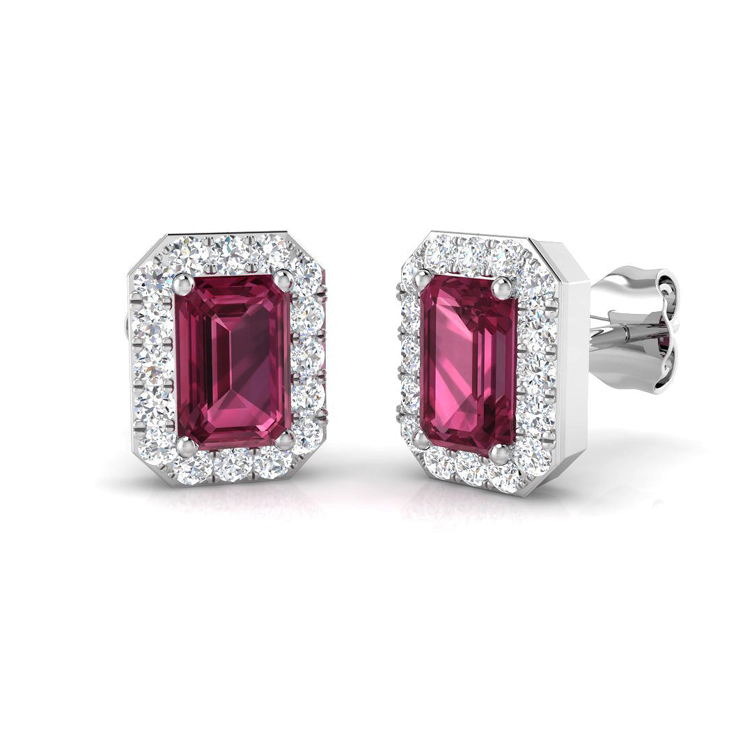 18ct White Gold 1.52ct Pink Tourmaline Earrings