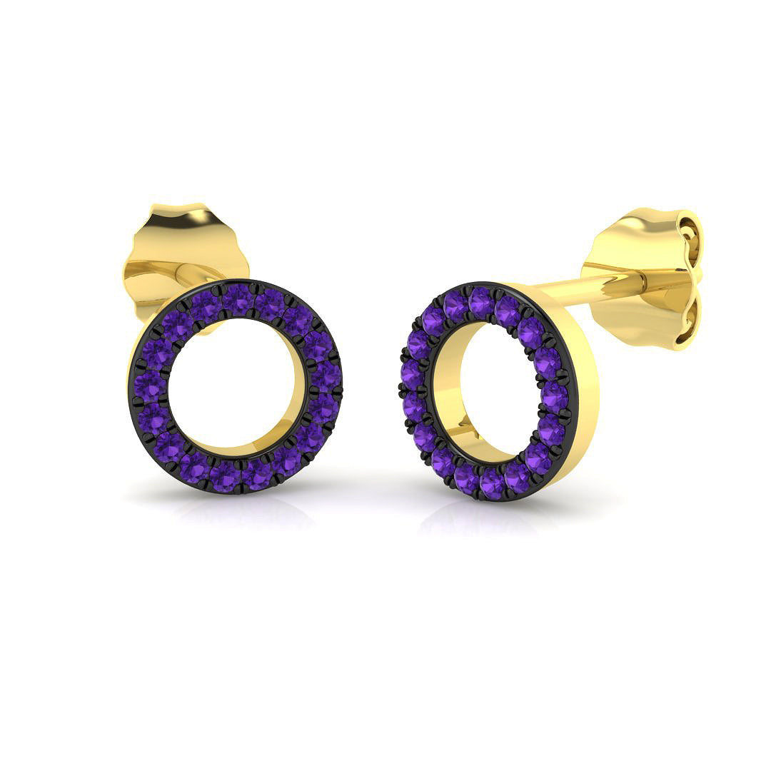 9ct Yellow Gold 0.13ct Purple Diamond Earrings