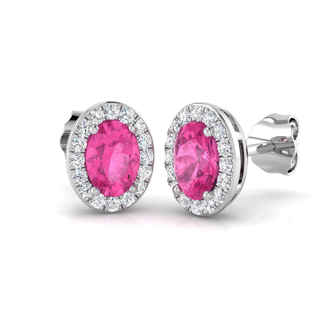 18ct White Gold 1.33ct Pink Sapphire Earrings