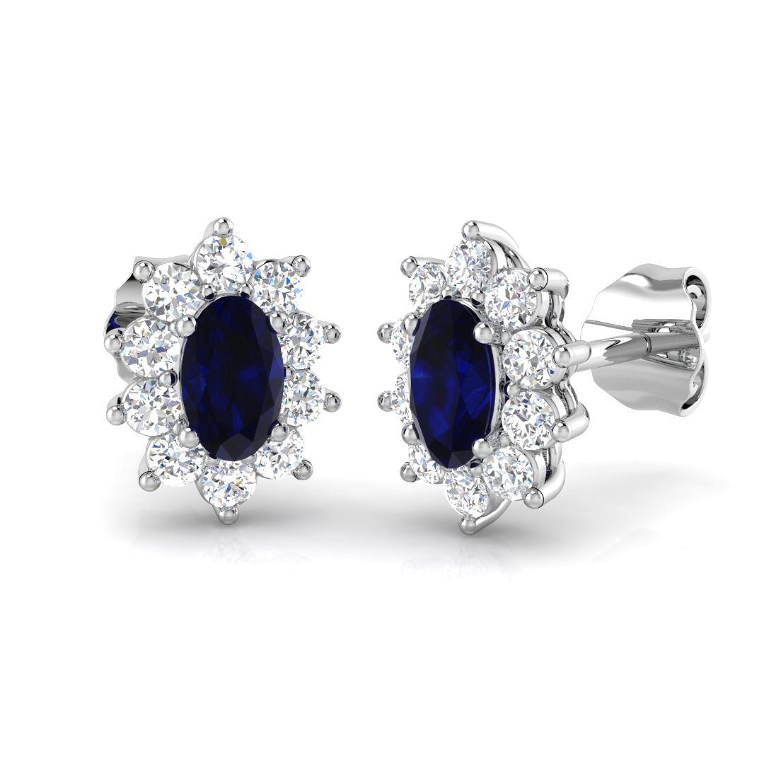 18ct White Gold 1.10ct Blue Sapphire Earrings