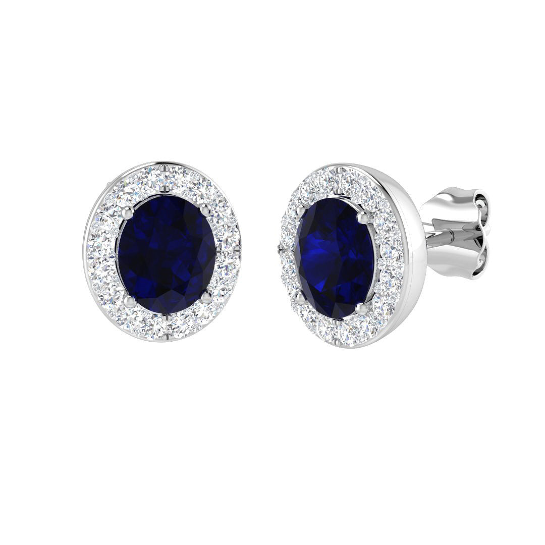 18ct White Gold 1.69ct Blue Sapphire Earrings