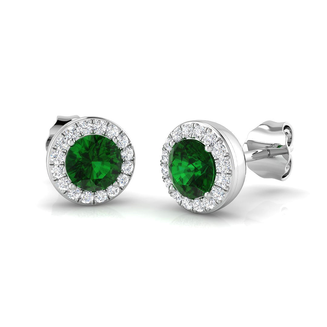 18ct White Gold 0.91ct Emerald Earrings