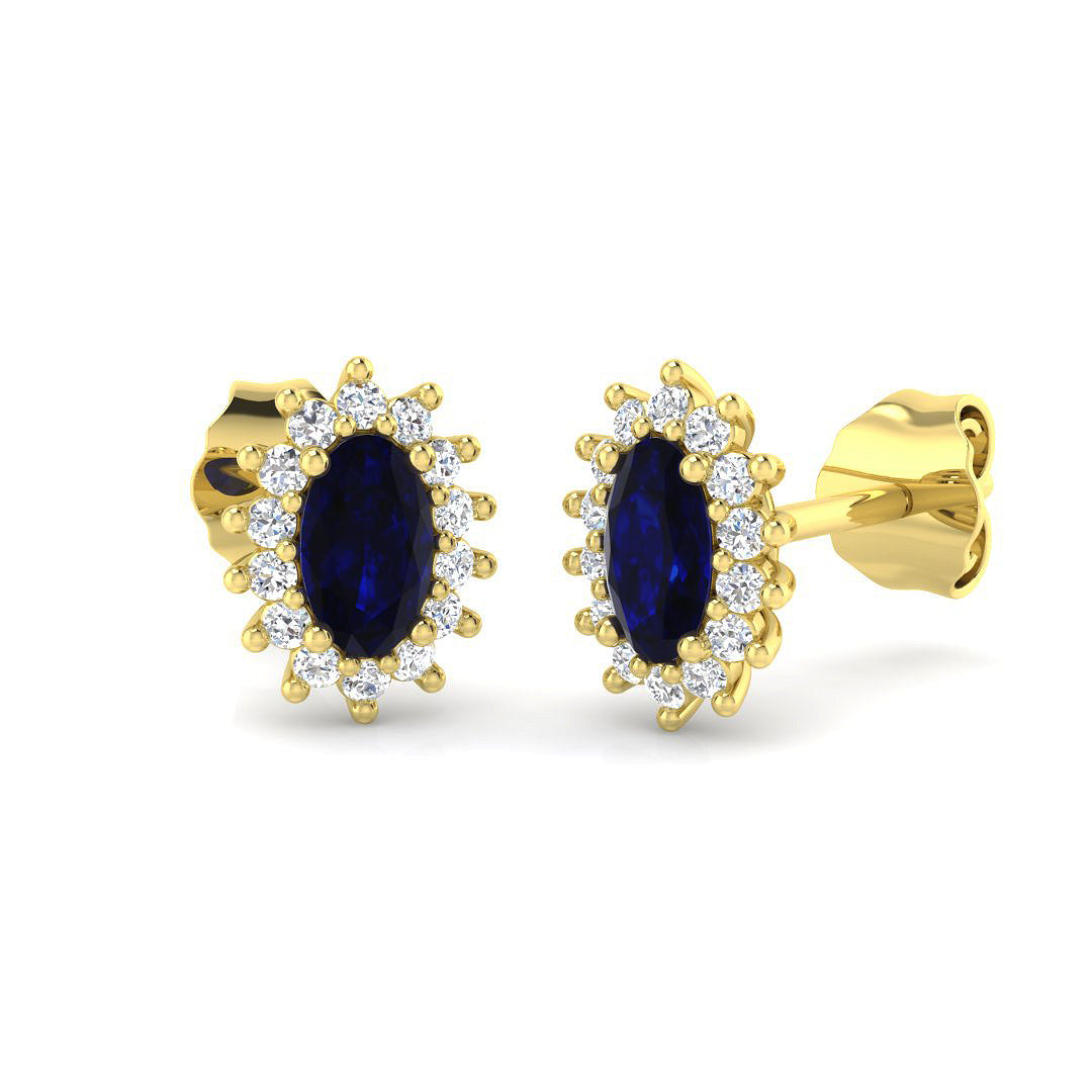 9ct Yellow Gold 0.80ct Blue Sapphire Earrings
