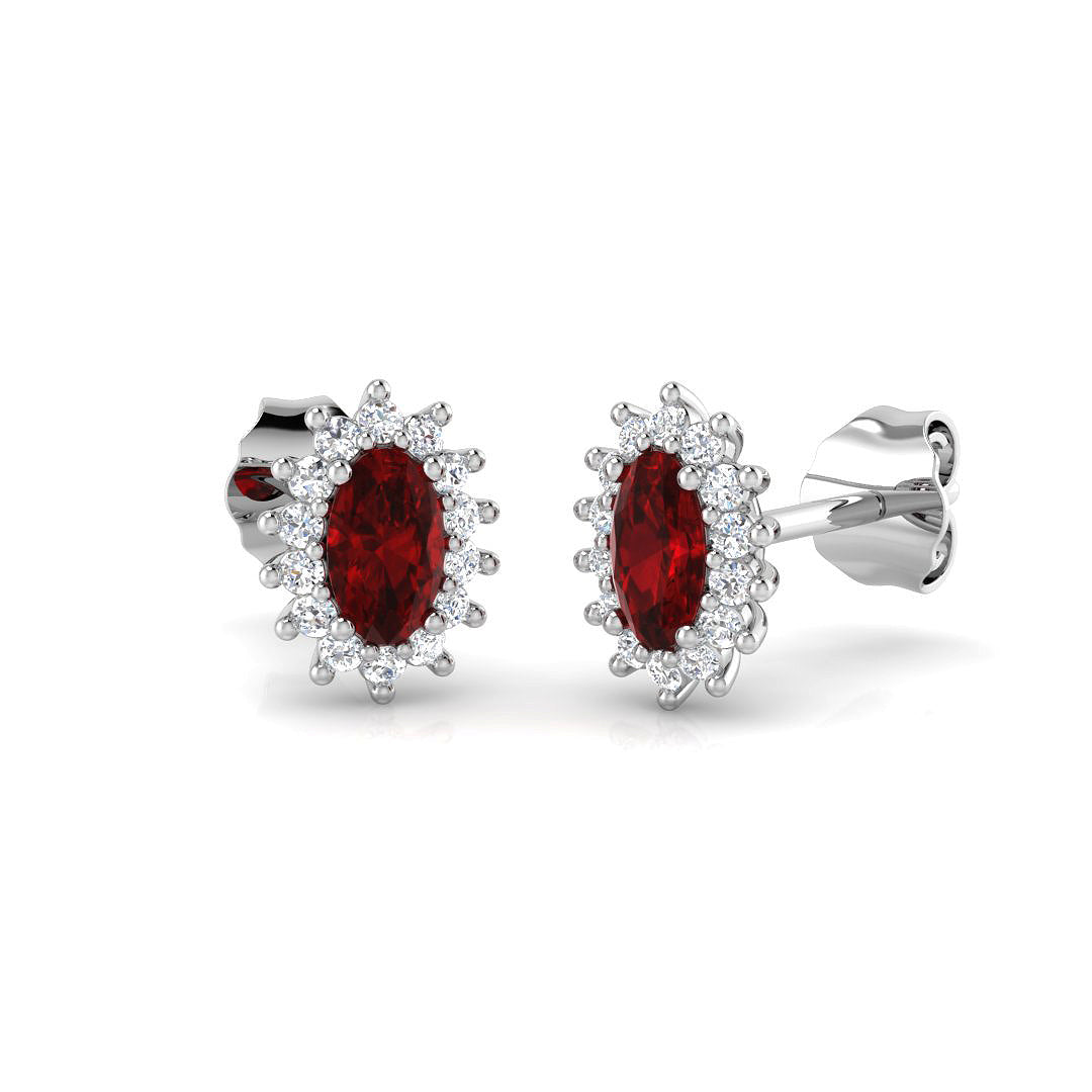9ct White Gold 0.83ct Ruby Earrings