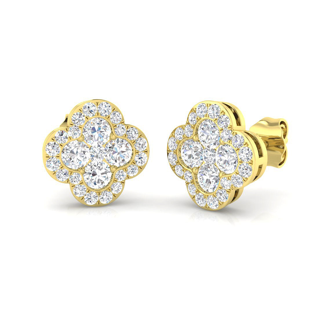 9ct Yellow Gold 0.99ct G I1 Diamond Earrings