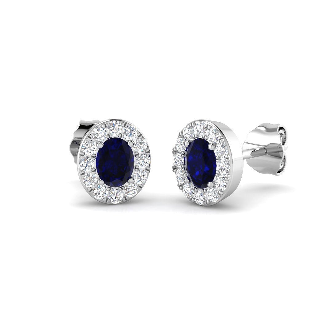 9ct White Gold 1.01ct Blue Sapphire Earrings