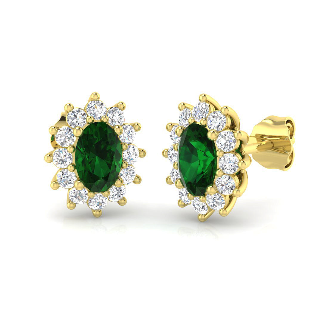 18ct Yellow Gold 1.33ct Emerald Earrings