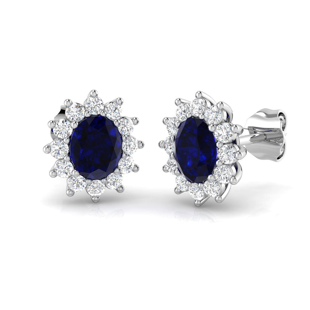 18ct White Gold 1.68ct Blue Sapphire Earrings