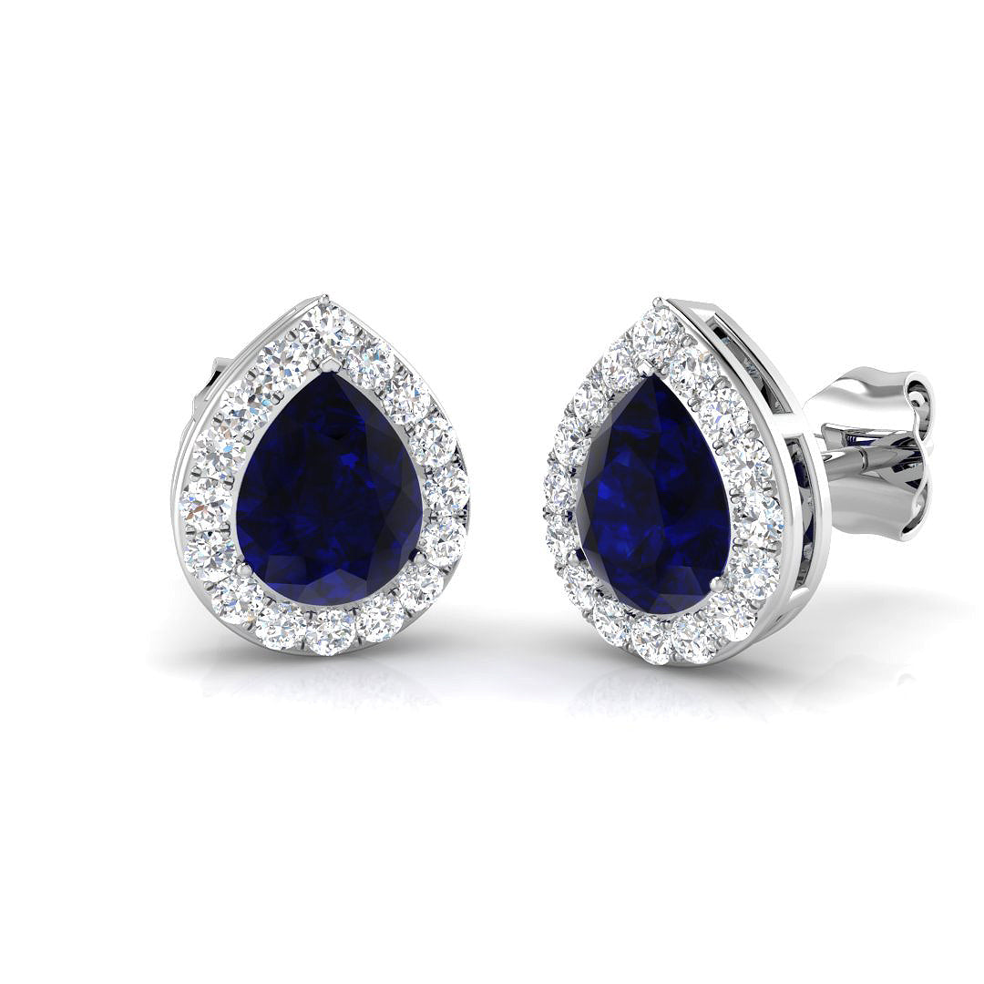 18ct White Gold 1.67ct Blue Sapphire Earrings
