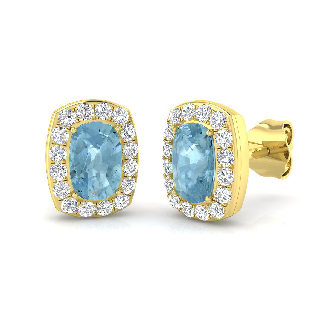 9ct Yellow Gold 1.16ct Aquamarine Earrings