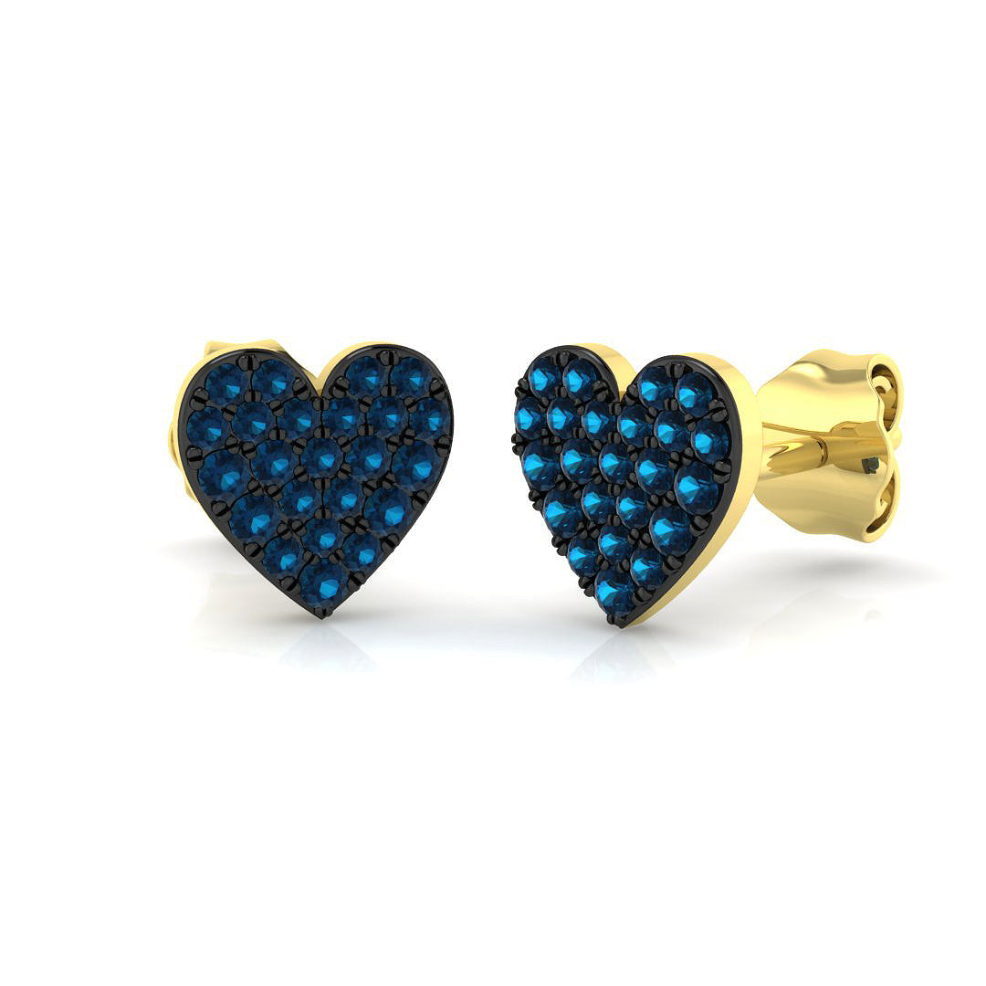 9ct Yellow Gold 0.22ct Blue Diamond Earrings
