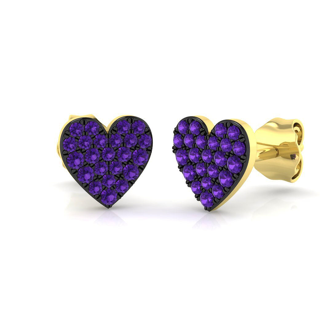 9ct Yellow Gold 0.19ct Purple Diamond Earrings