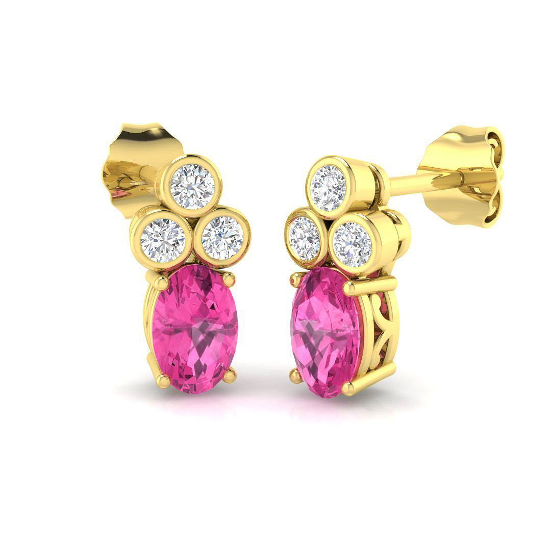 9ct Yellow Gold 1.13ct Pink Sapphire Earrings