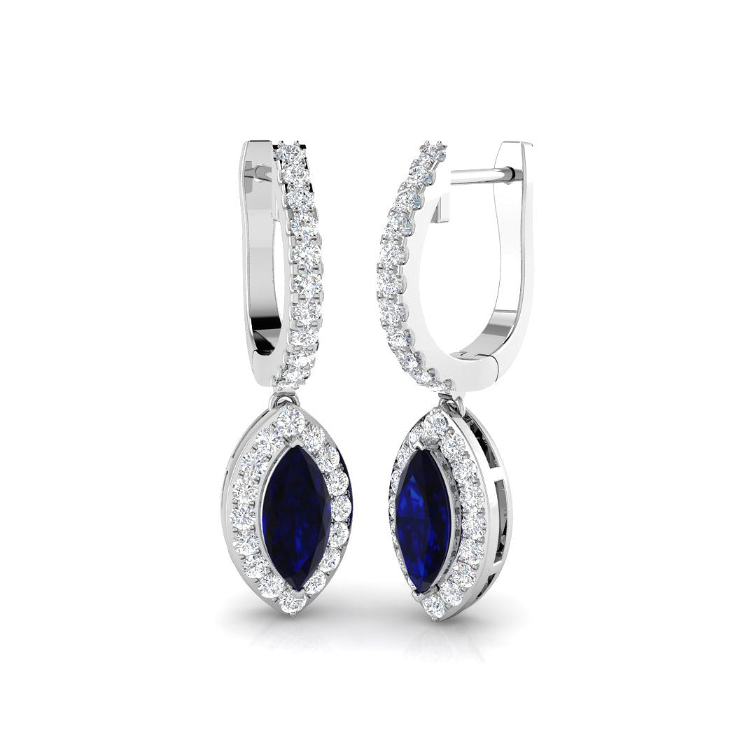 18ct White Gold 2.02ct Blue Sapphire Earrings