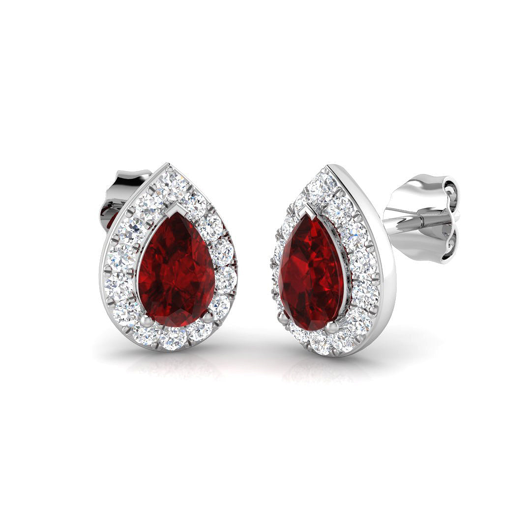 18ct White Gold 1.15ct Ruby Earrings