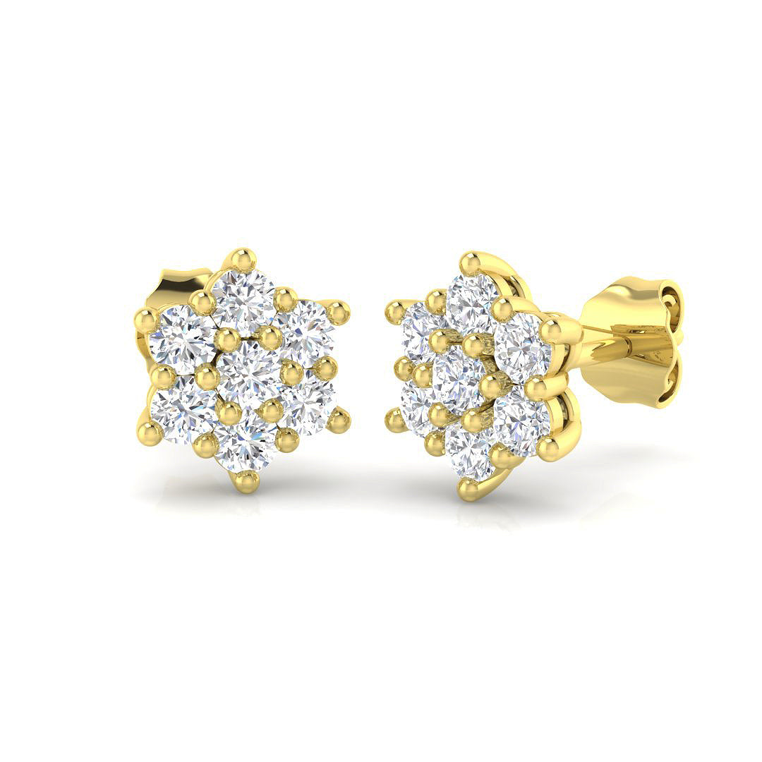 9ct Yellow Gold 0.77ct G I1 Diamond Earrings