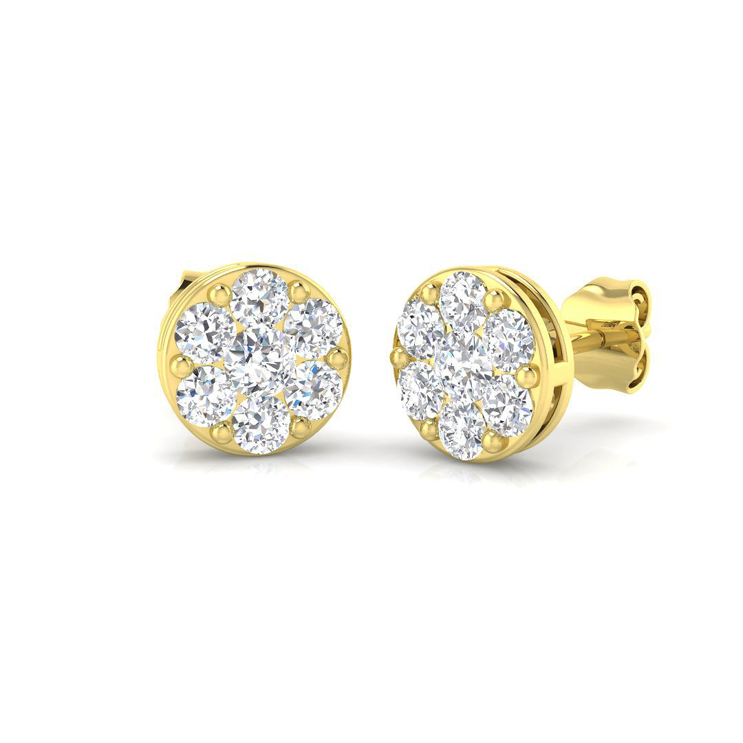 9ct Yellow Gold 0.88ct G I1 Diamond Earrings