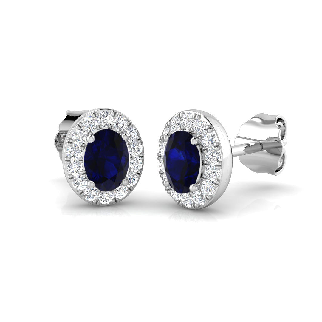 18ct White Gold 0.85ct Blue Sapphire Earrings