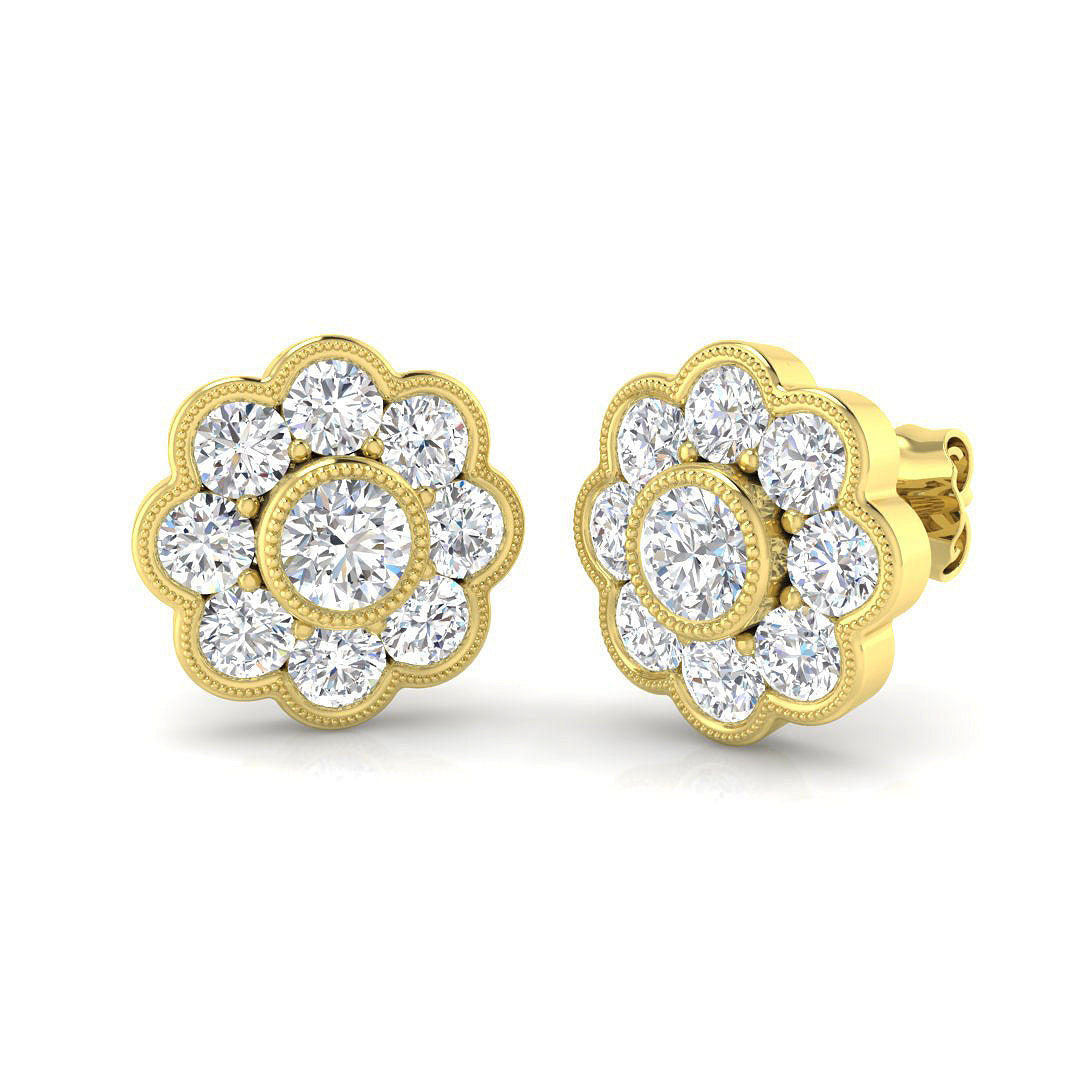 9ct Yellow Gold 2.12ct Laboratory Grown CVD Earrings