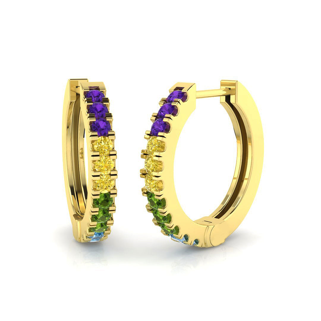 9ct Yellow Gold 0.35ct Purple Diamond Earrings