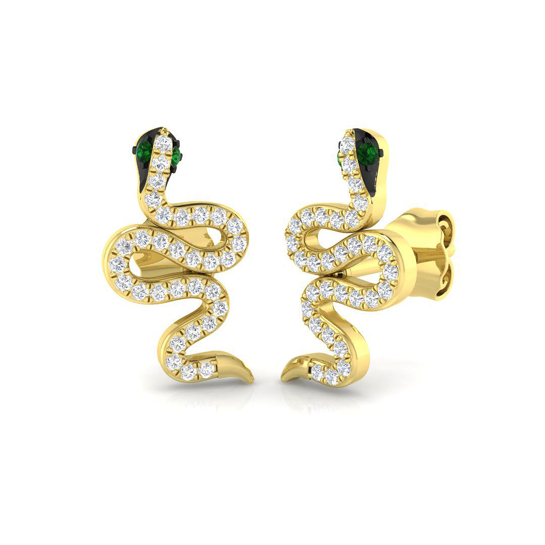 9ct Yellow Gold 0.20ct Green Diamond Earrings